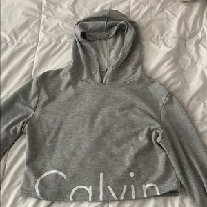 Calvin klein gray cropped hoodie
